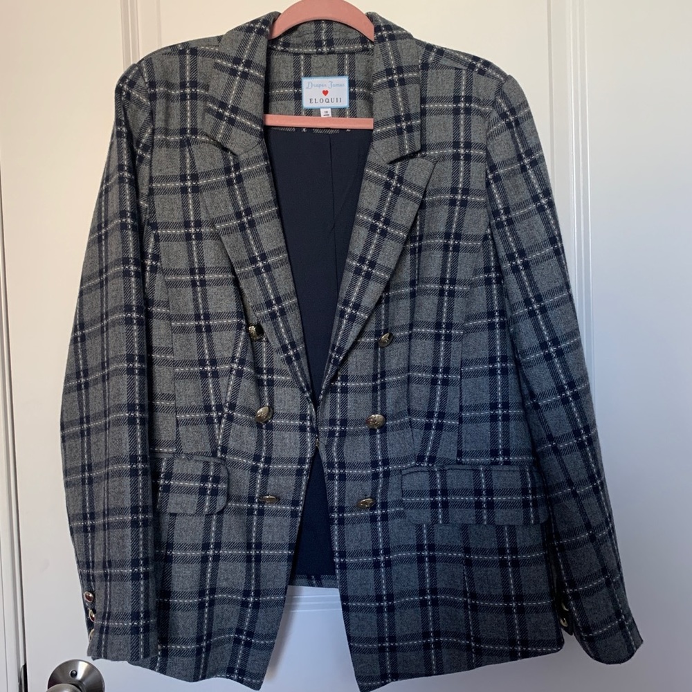 Eloquii x Draper James Plaid Double Breasted Blazer